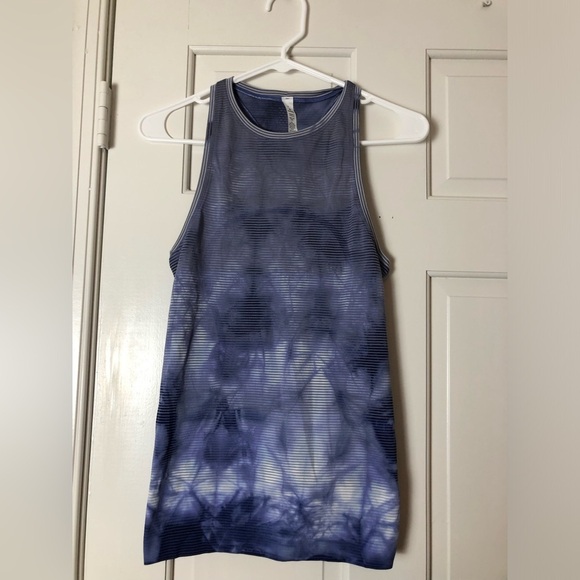 Lululemon Shibori Stripe True Navy Swiftly Tech High Neck Racerback Tank 2.0 6 - Picture 1 of 7